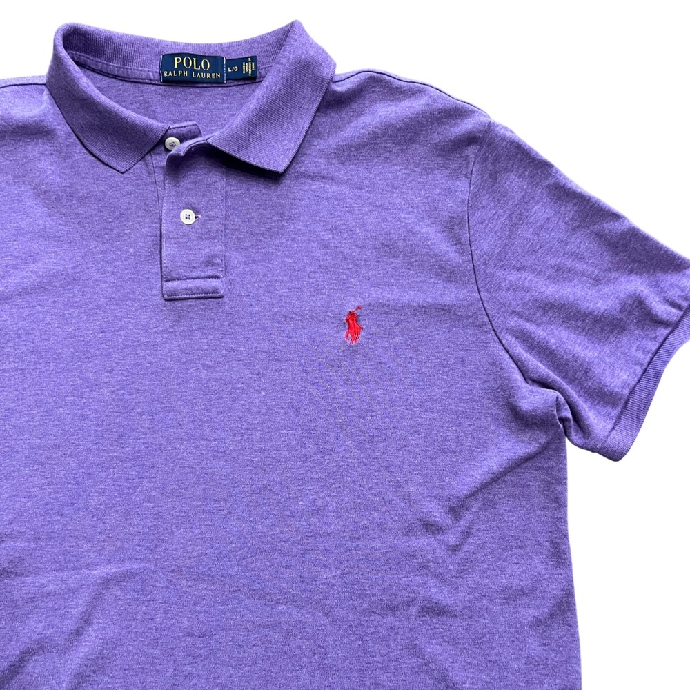 Ralph Lauren Polo Shirt Mens Large Purple Red Pony Short Sleeve‎ Casual
